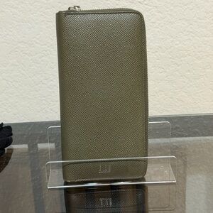 Dunhill olive green zip around wallet